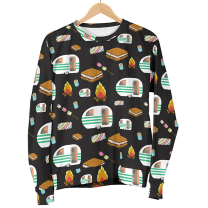 Camper marshmallow Camping Design Print Men Long Sleeve Sweatshirt