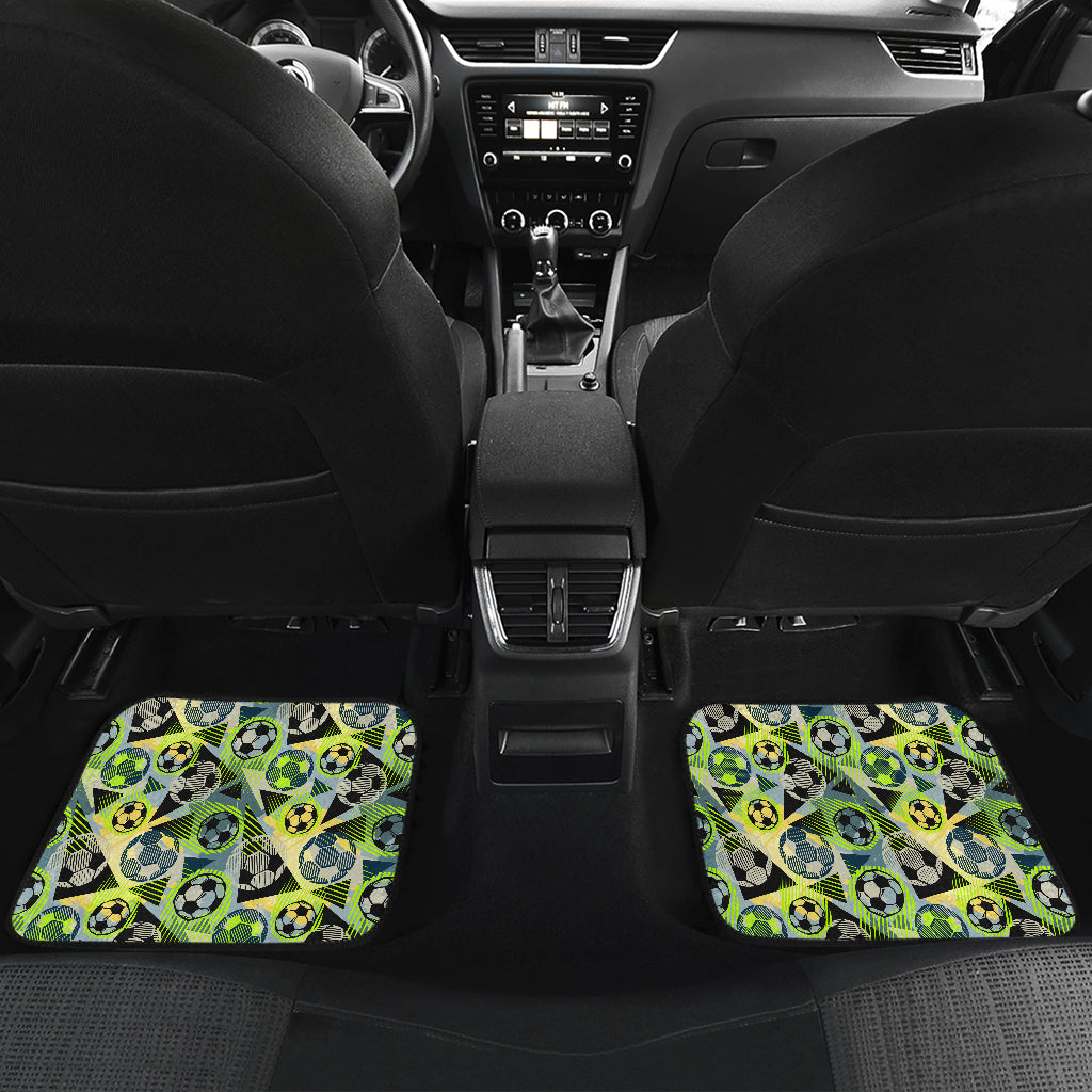 Soccer Ball Themed Print Pattern Car Floor Mats Front Back