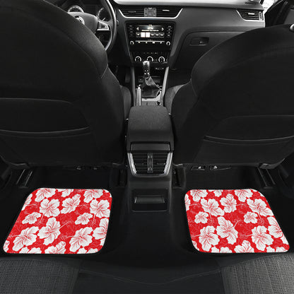 Flower Hawaiian Hibiscus Red Background Print Car Floor Mats Front Back