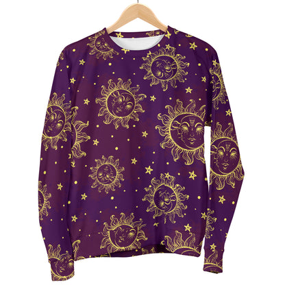 Sun Moon Star Design Themed Print Women Long Sleeve Sweatshirt
