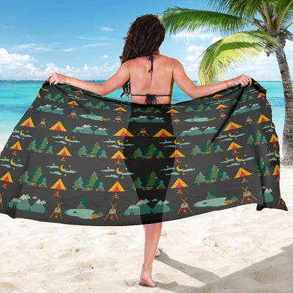 Camping Tent Pattern Print Design 03 Sarong Pareo Wrap
