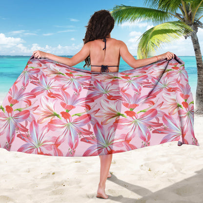 Amaryllis Pattern Print Design 02 Sarong Pareo Wrap