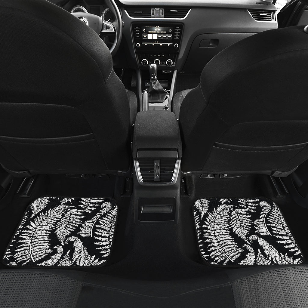 Fern Leave Black White Print Pattern Car Floor Mats Front Back