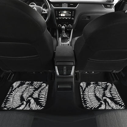 Fern Leave Black White Print Pattern Car Floor Mats Front Back