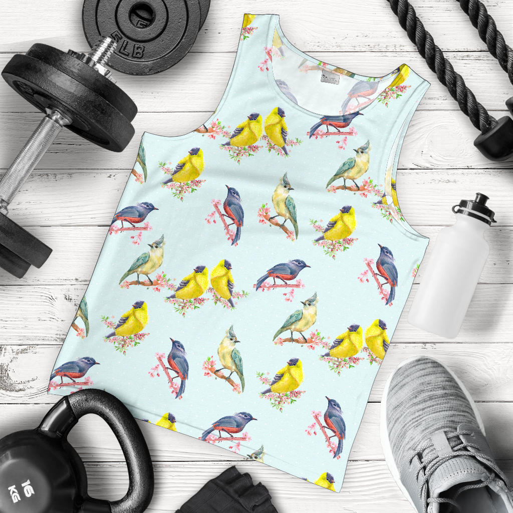 Bird Sweet Themed Print Pattern Men Tank Top