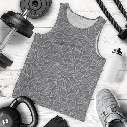 Elm Leave Grey Print Pattern Men Tank Top