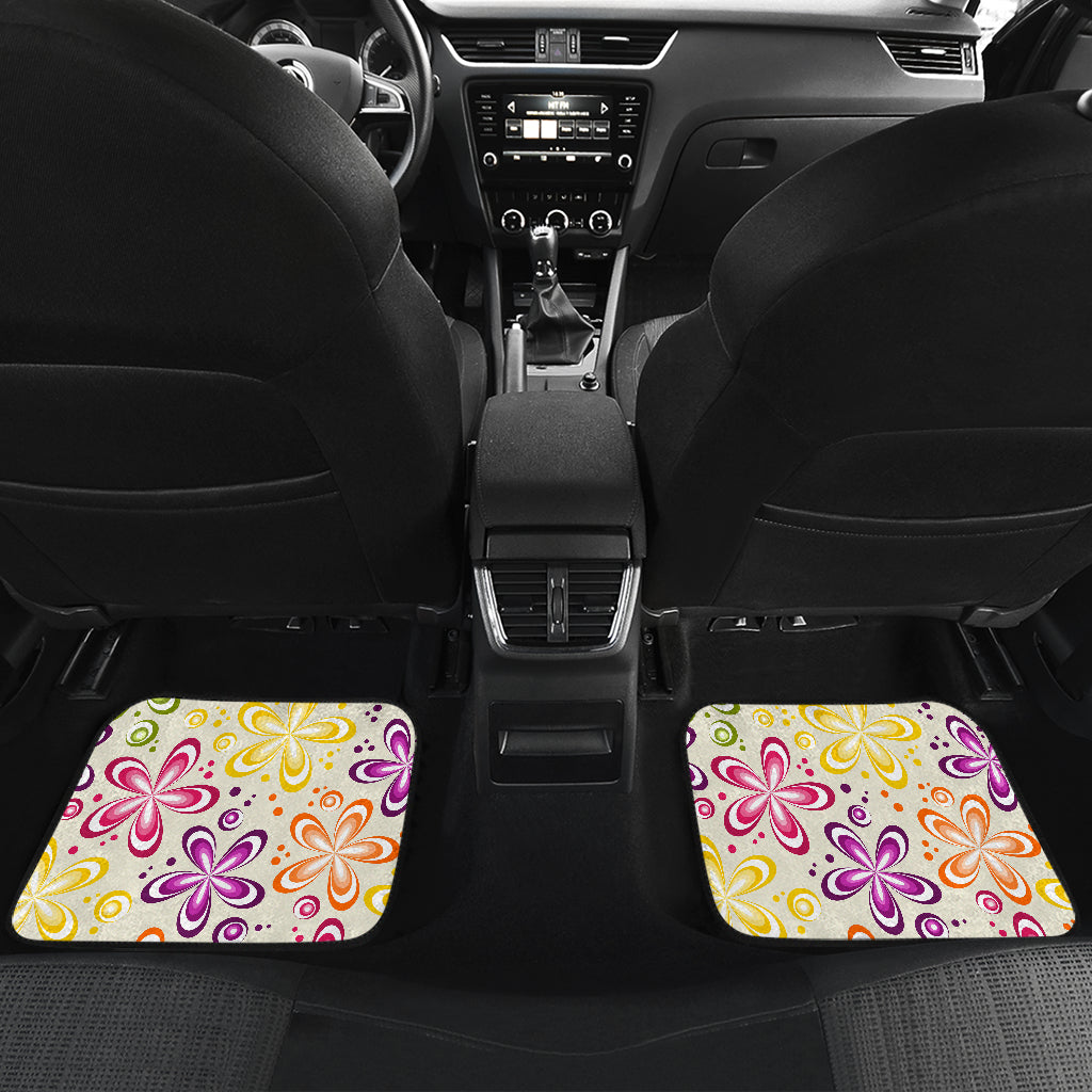 Flower Power Colorful Design Print Car Floor Mats Front Back