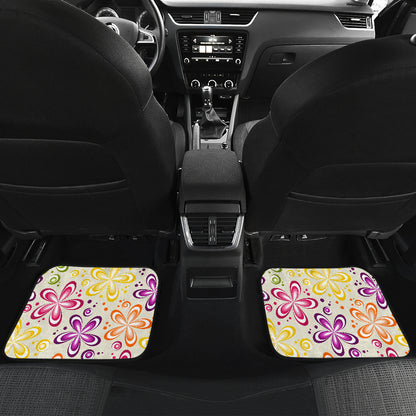 Flower Power Colorful Design Print Car Floor Mats Front Back