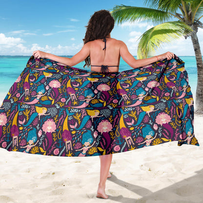 Mermaid Pattern Print Design 08 Sarong Pareo Wrap