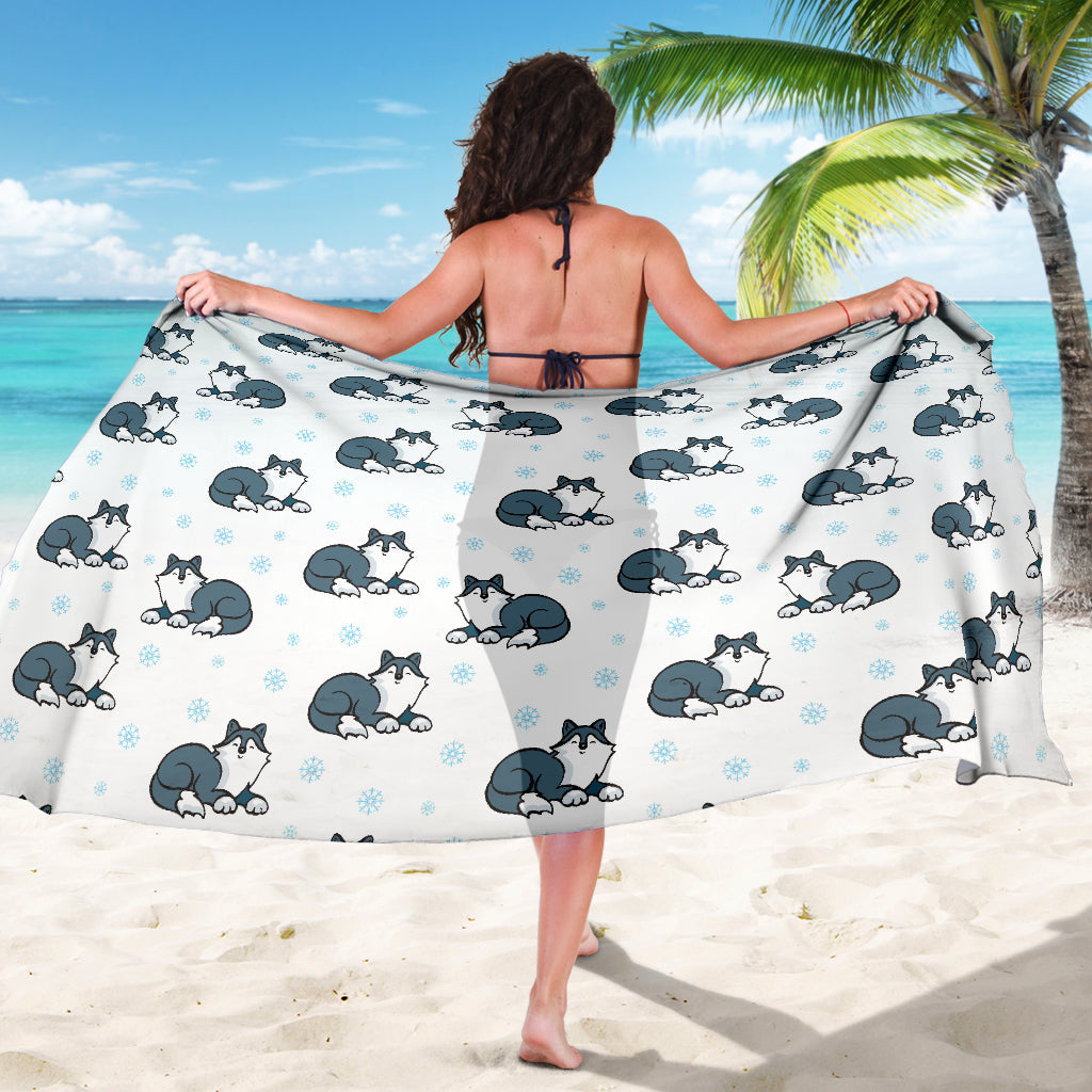 Alaskan Malamute Pattern Print Design 03 Sarong Pareo Wrap