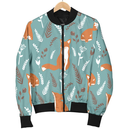 Fox Forest Print Pattern Men Bomber Jacket