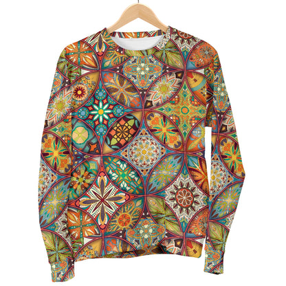 Mandala Flower Themed Design Print Women Long Sleeve Sweatshirt
