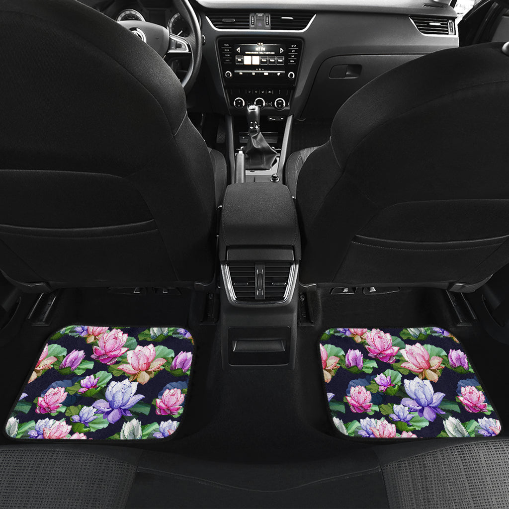 Lotus Flower Print Design Car Floor Mats Front Back