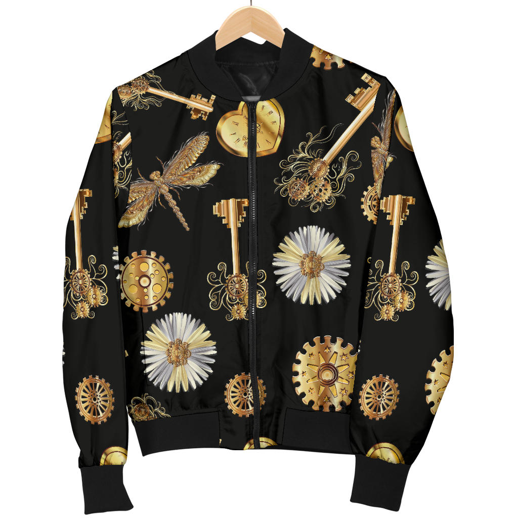 Steampunk Dragonfly Design Themed Print Men Bomber Jacket
