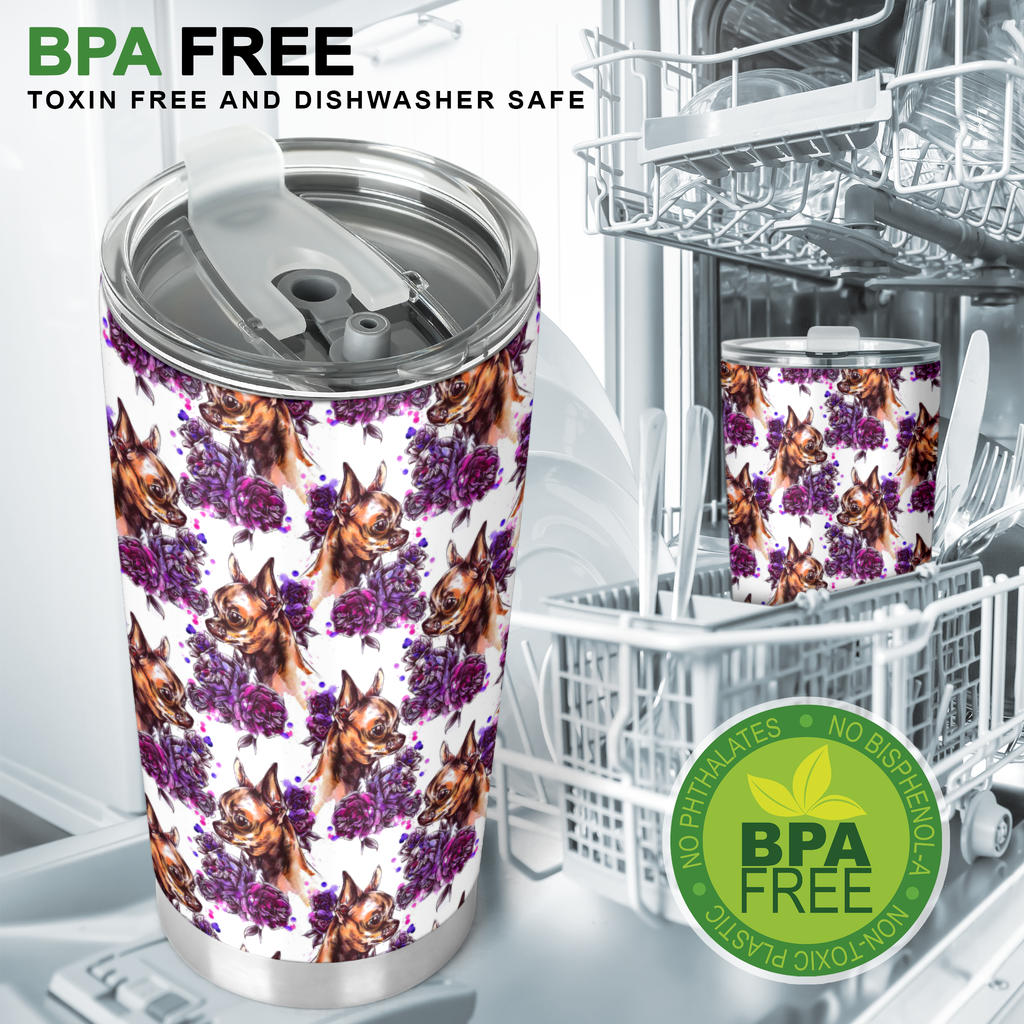 Chihuahua Purple Floral Tumbler