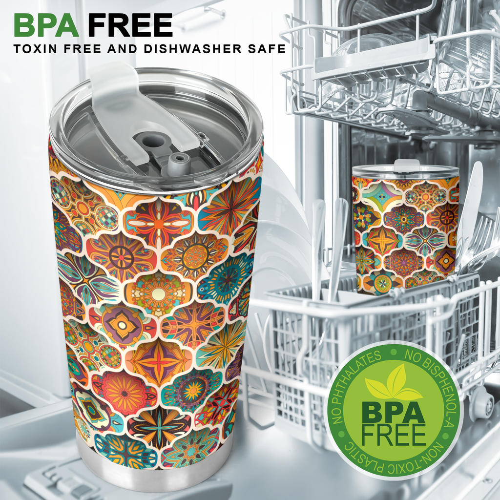 Mandala Mosaic Themed Design Print Tumbler