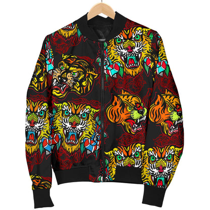Tattoo Tiger Colorful Design Men Bomber Jacket