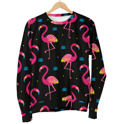 Flamingo Pink Neon Print Pattern Women Long Sleeve Sweatshirt