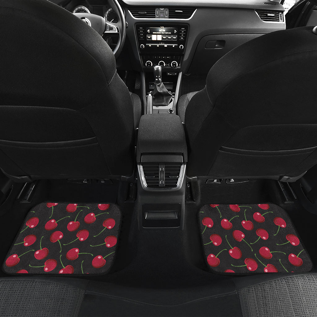 Cherry Black Background Car Floor Mats Front Back