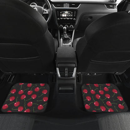 Cherry Black Background Car Floor Mats Front Back