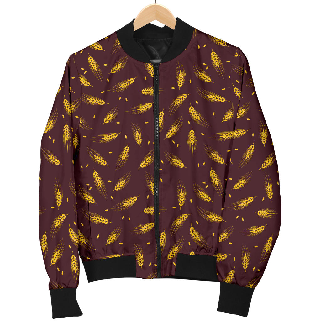 Agricultural Gold Wheat Print Pattern Men Bomber Jacket