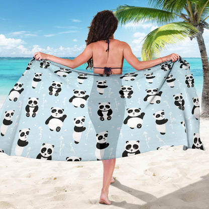 Panda Pattern Print Design A01 Sarong Pareo Wrap