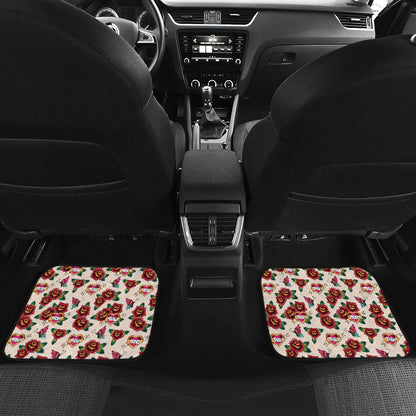 Old School Tattoo Rose Pattern Car Floor Mats Front Back