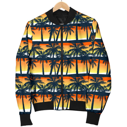 Palm Tree Sunset Design Print Men Bomber Jacket