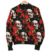 Red Rose Skull Design Print Men Bomber Jacket