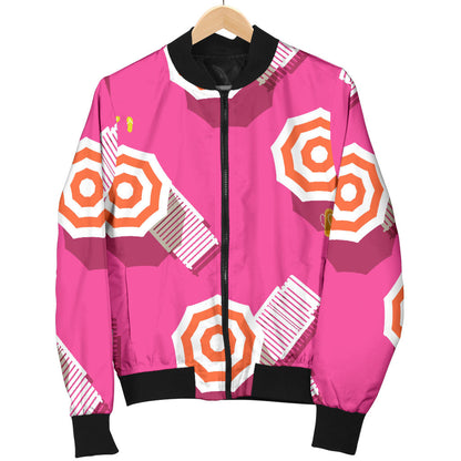 Beach Top View Umbrella Theme Men Bomber Jacket