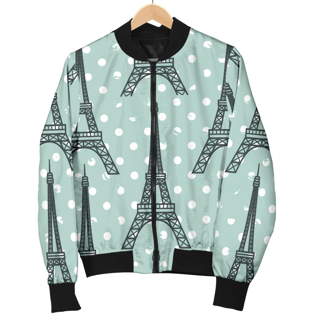 Eiffel Tower Polka Dot Print Men Bomber Jacket