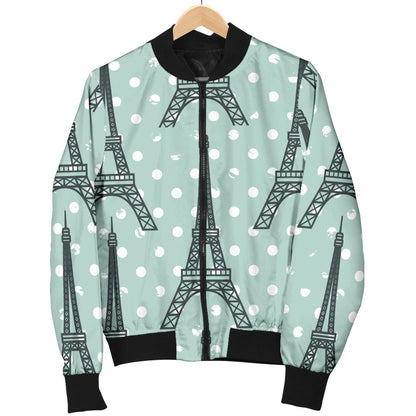 Eiffel Tower Polka Dot Print Men Bomber Jacket