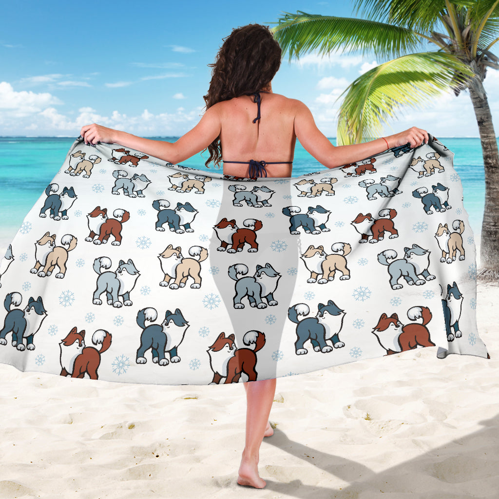 Alaskan Malamute Pattern Print Design 02 Sarong Pareo Wrap