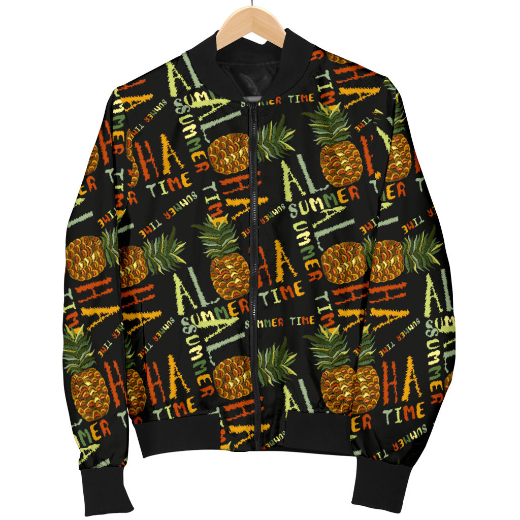 Aloha Hawaii Time Design Themed Print Men Bomber Jacket