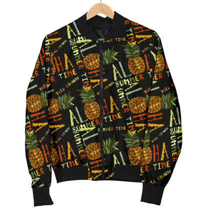 Aloha Hawaii Time Design Themed Print Men Bomber Jacket