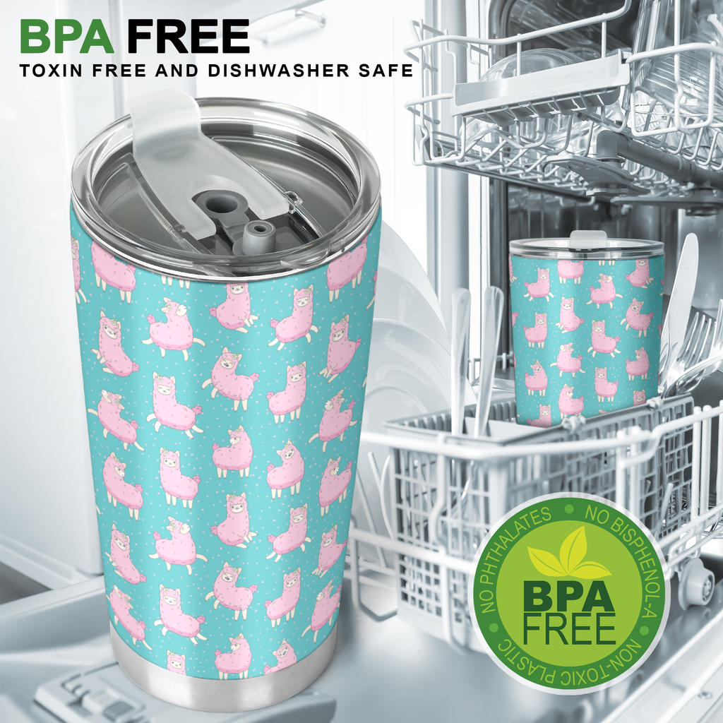 Alpaca Cartoon Design Themed Print Tumbler