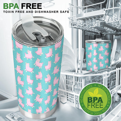 Alpaca Cartoon Design Themed Print Tumbler