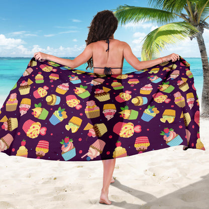 Cupcake Pattern Print Design 05 Sarong Pareo Wrap