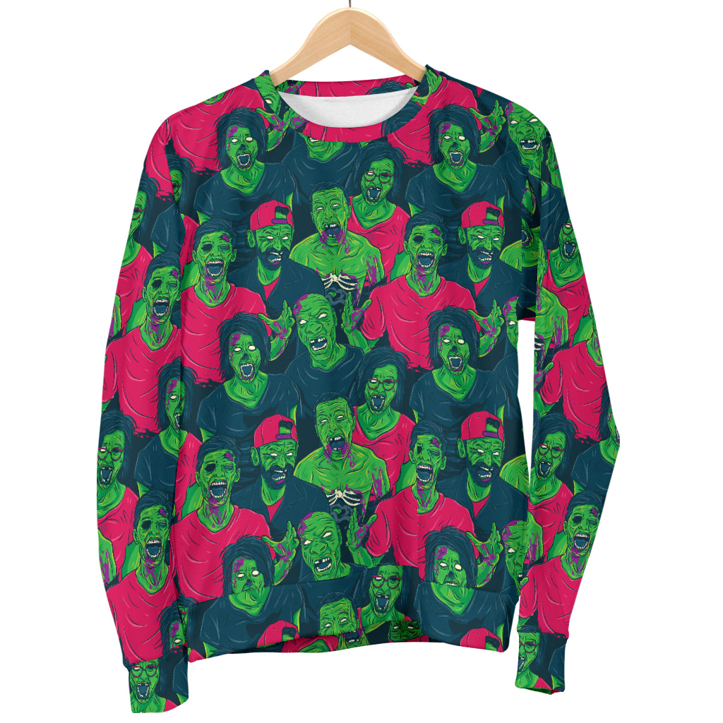 Zombie Themed Design Pattern Print Women Long Sleeve Sweatshirt