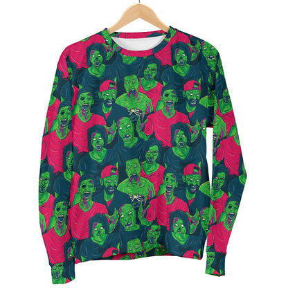 Zombie Themed Design Pattern Print Women Long Sleeve Sweatshirt
