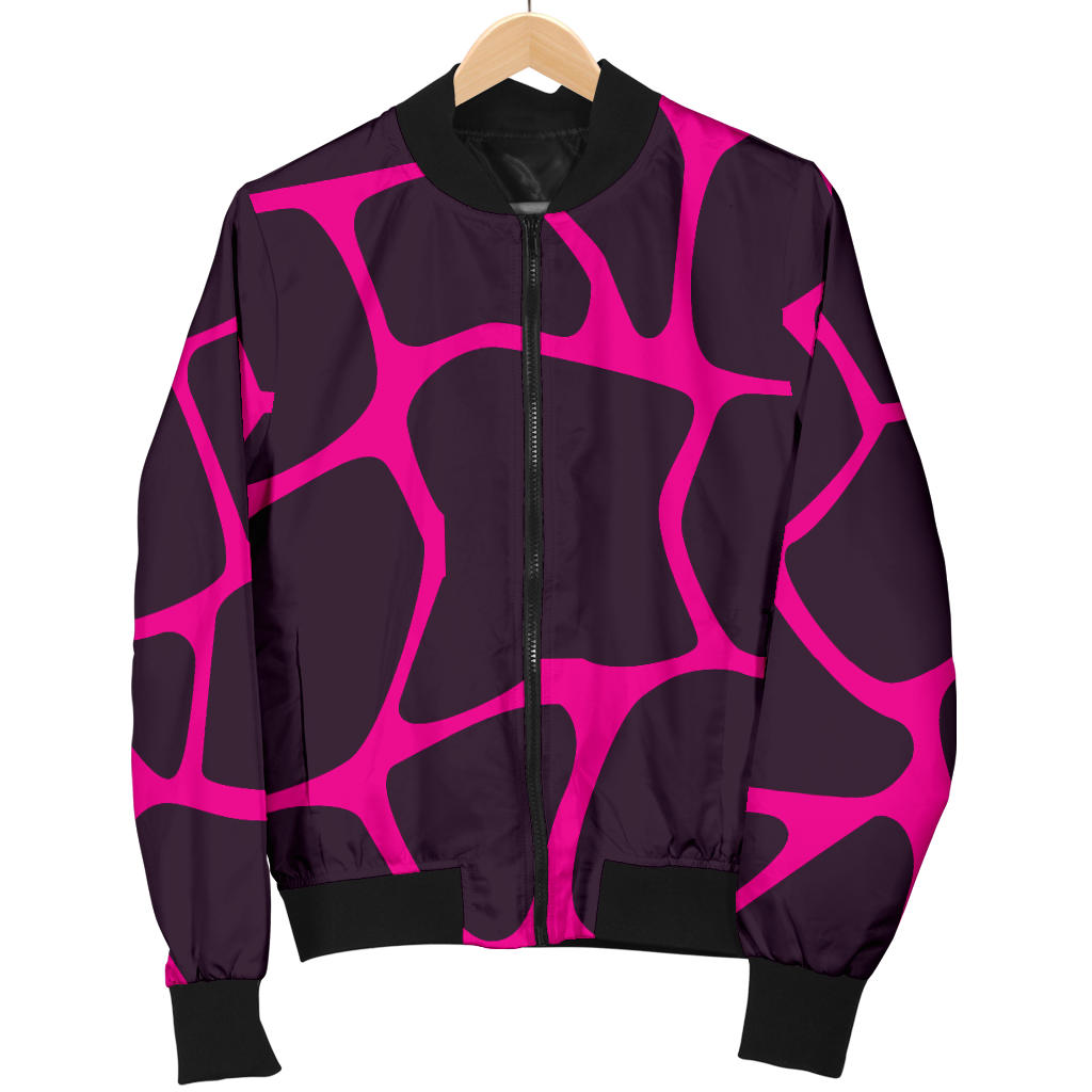 Giraffe Pink Background Texture Print Men Bomber Jacket