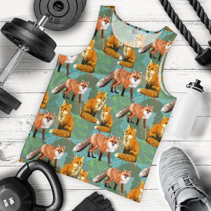 Fox Autumn leaves Themed Men Tank Top