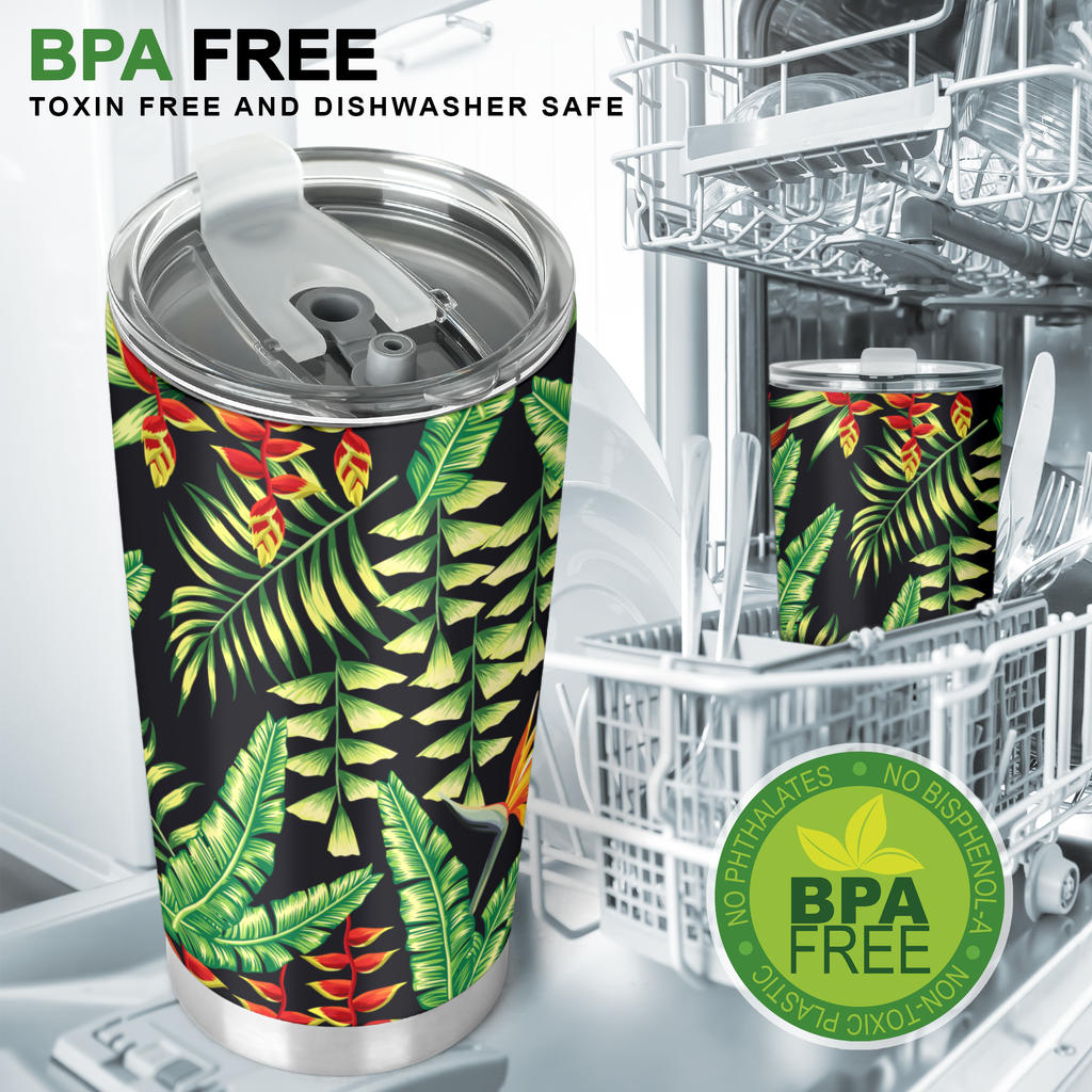 Hawaiian Flower Tropical Palm Leaves Tumbler