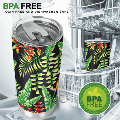 Hawaiian Flower Tropical Palm Leaves Tumbler
