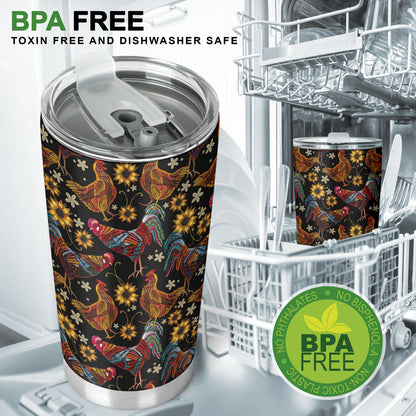 Chicken Embroidery Style Tumbler
