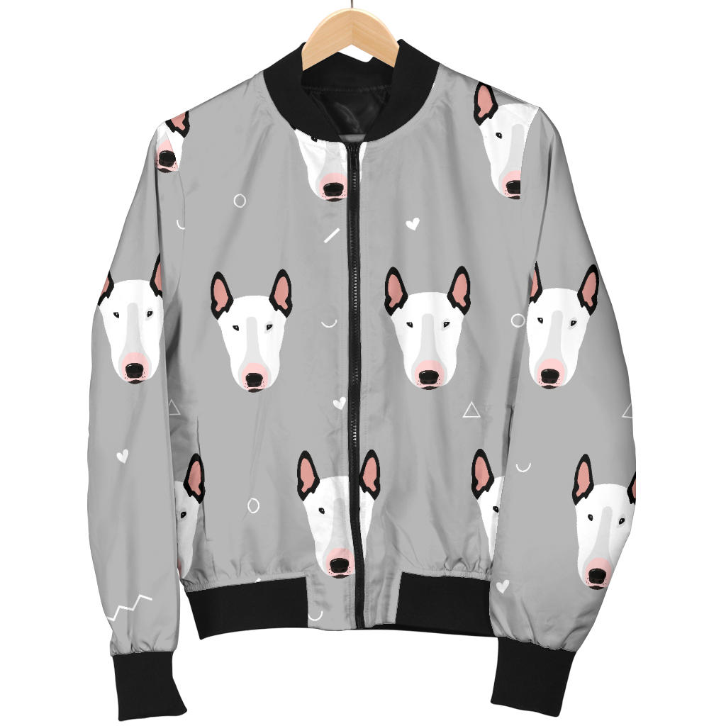 Bull Terrier Head Print Pattern Men Bomber Jacket