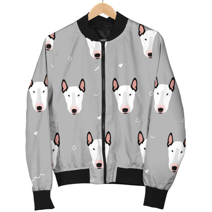 Bull Terrier Head Print Pattern Men Bomber Jacket