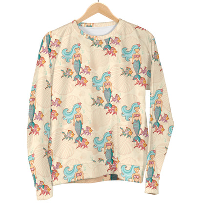 Mermaid Girl With Fish Design Print Women Long Sleeve Sweatshirt