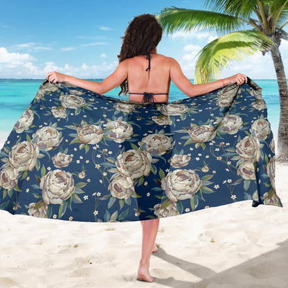 Peony Pattern Print Design A03 Sarong Pareo Wrap