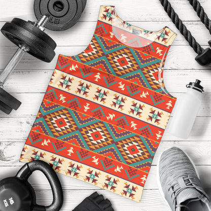 Aztec Red Print Pattern Men Tank Top